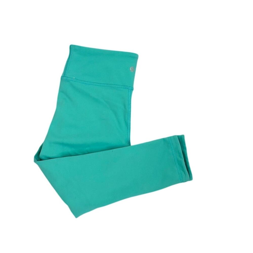 Lululemon Wunder Train Teal Green High-Rise Crop Athletic Leggings Size 6 - Picture 3 of 5